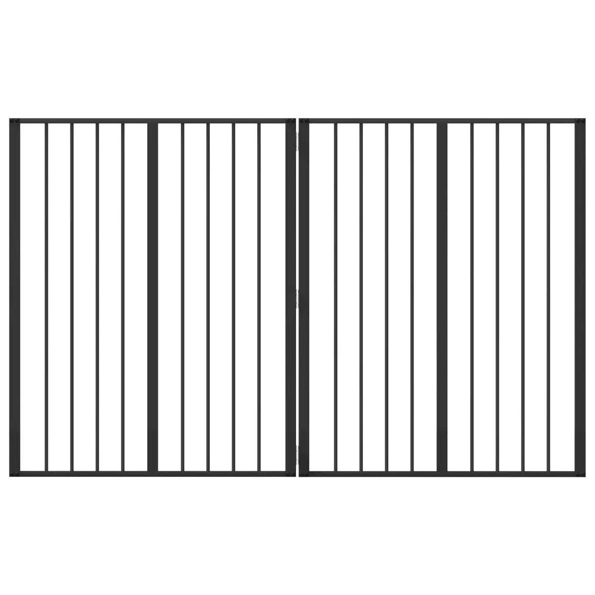 Dog Gate Galvanized Steel 80 x 100 cm Black 2 pcs Foldable Pet Enclosure Playpen Indoor Barrier