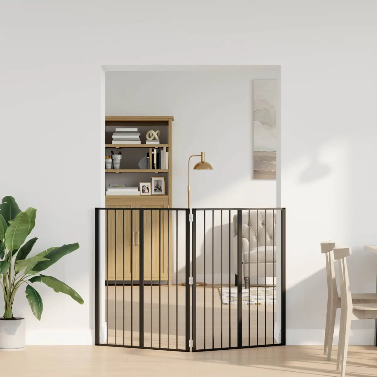 Dog Gate Galvanized Steel 80 x 100 cm Black 2 pcs Foldable Pet Enclosure Playpen Indoor Barrier
