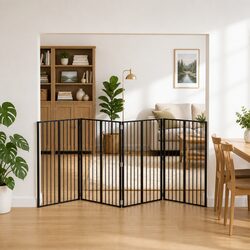 Durable Black Metal Dog Gate 4 Panels 80x100cm