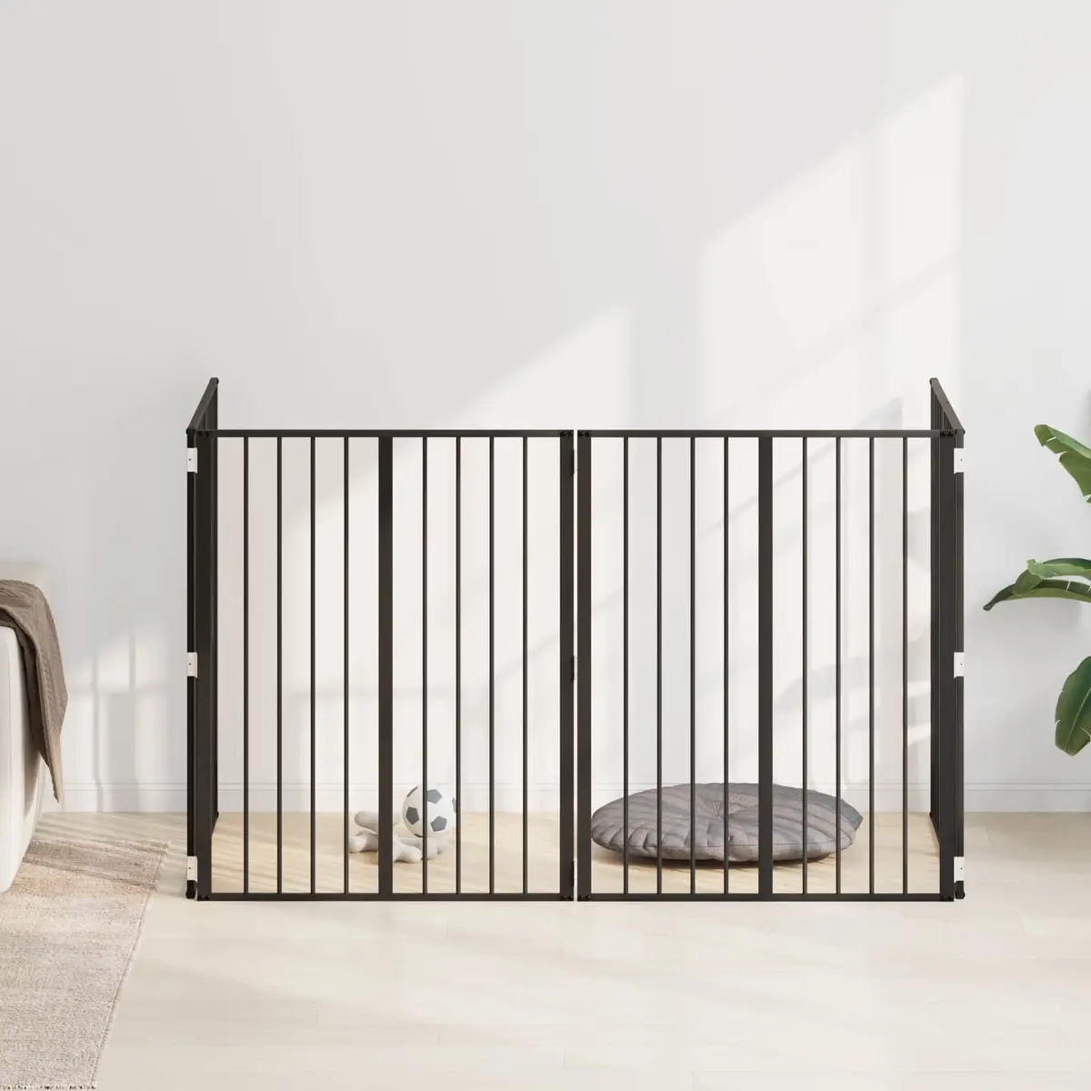 Dog Gate Panels Galvanised Steel 80 x 100 cm Black 4 Piece