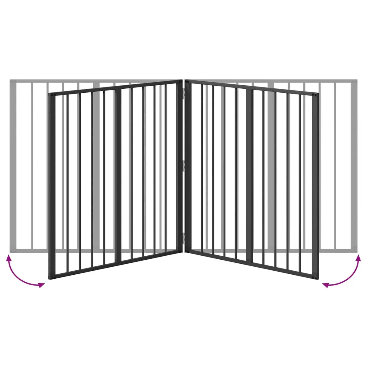 Dog Gate Metal Foldable 80 x 80 cm Black