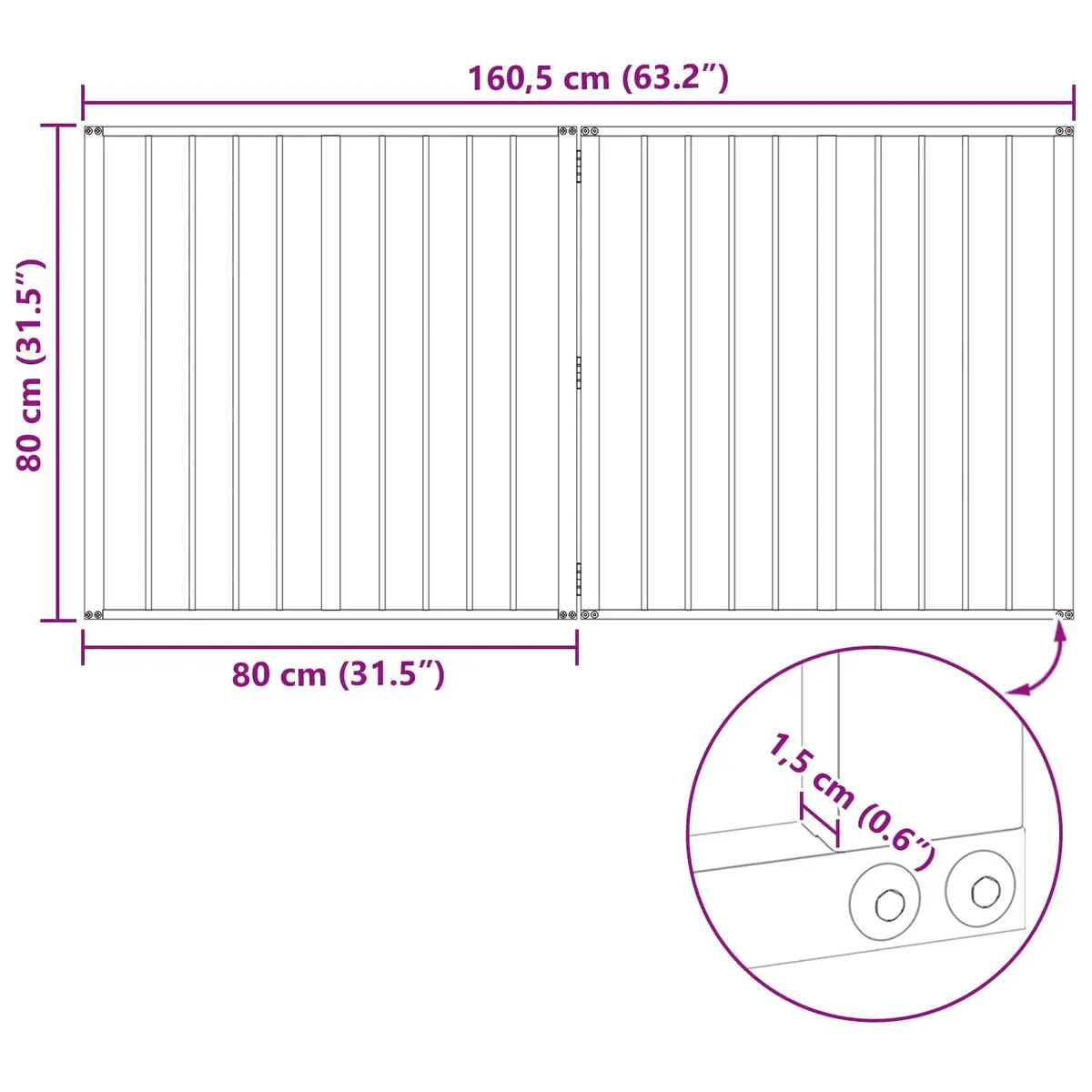 Dog Gate Metal Foldable 80 x 80 cm Black