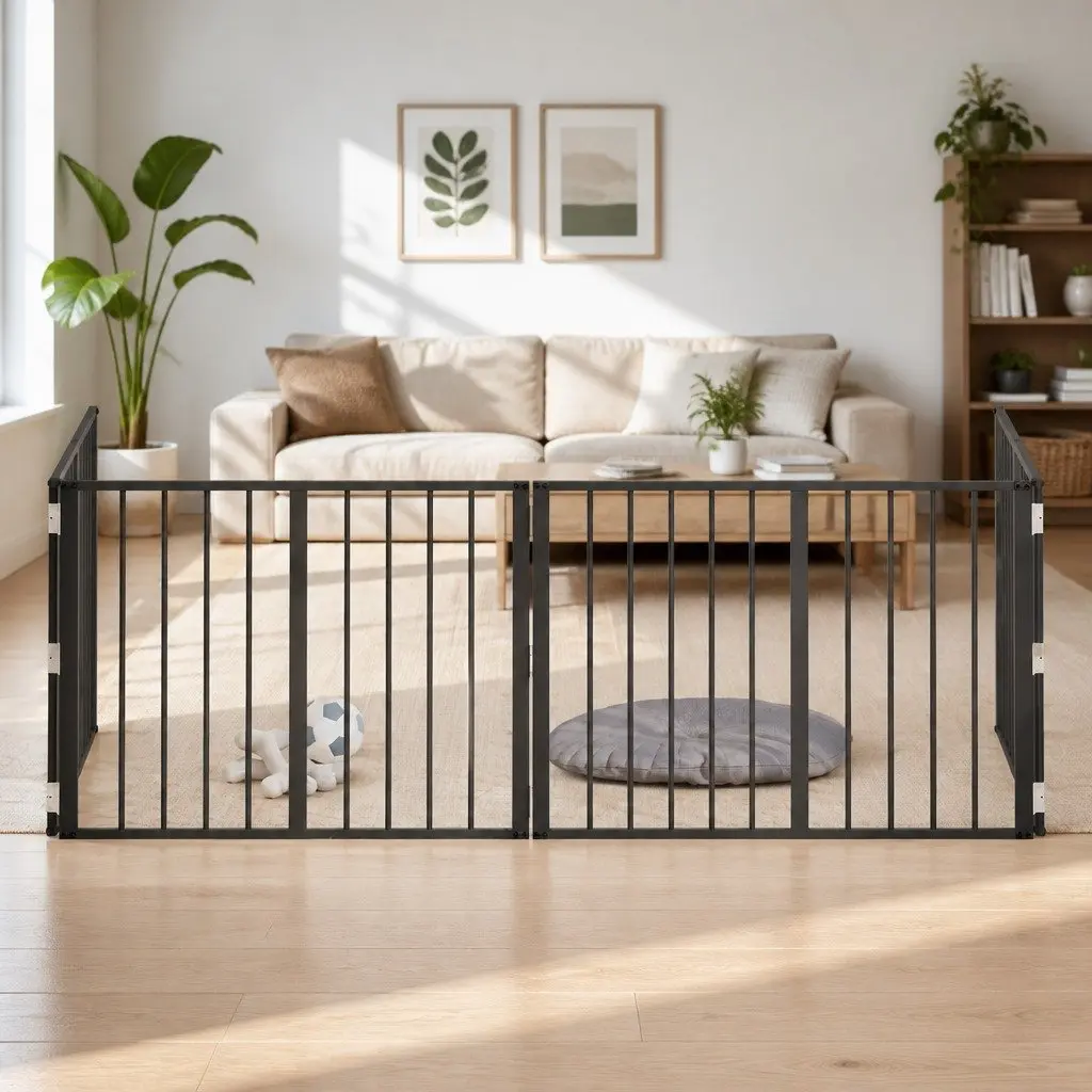 4 Panel Black Metal Mesh Dog Enclosure