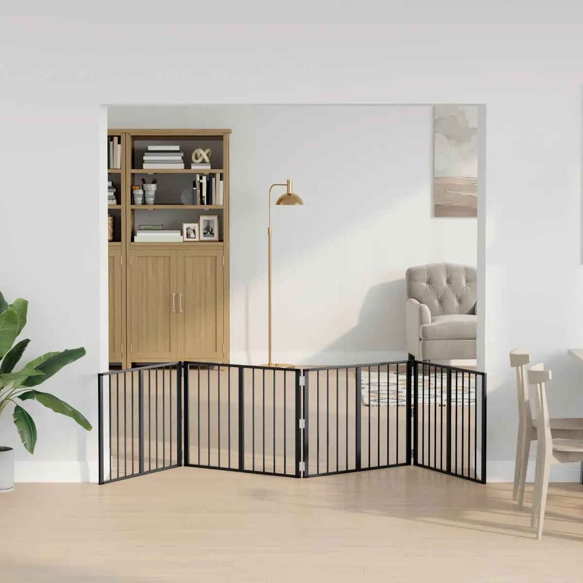 4 Panel Black Metal Mesh Dog Enclosure