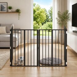 Durable Black Dog Gate - 4 Panels 60 x 80 cm Indoor Fence