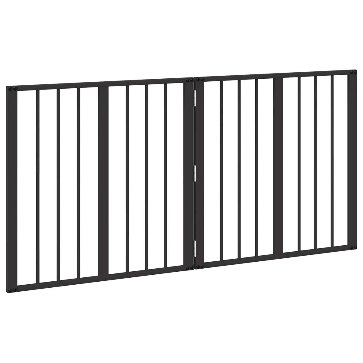 Dog Gate Galvanized Steel 60 x 60 cm Black 2 Piece Indoor Pet Enclosure Foldable Playpen Safety Fence