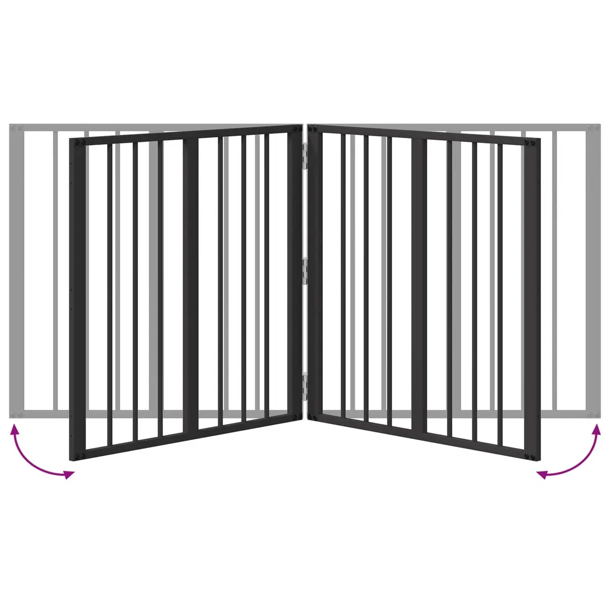 Dog Gate Galvanized Steel 60 x 60 cm Black 2 Piece Indoor Pet Enclosure Foldable Playpen Safety Fence