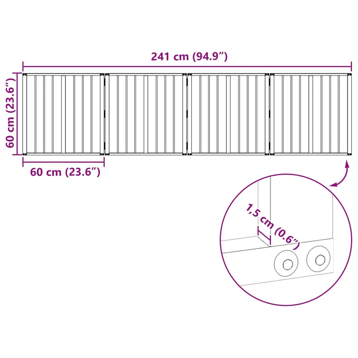 Dog Gate 4 pcs Black 60 x 60 cm Foldable Pet Enclosure Indoor Playpen