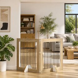 Sturdy Foldable Dog Gate with Stands 200.5 cm Brown