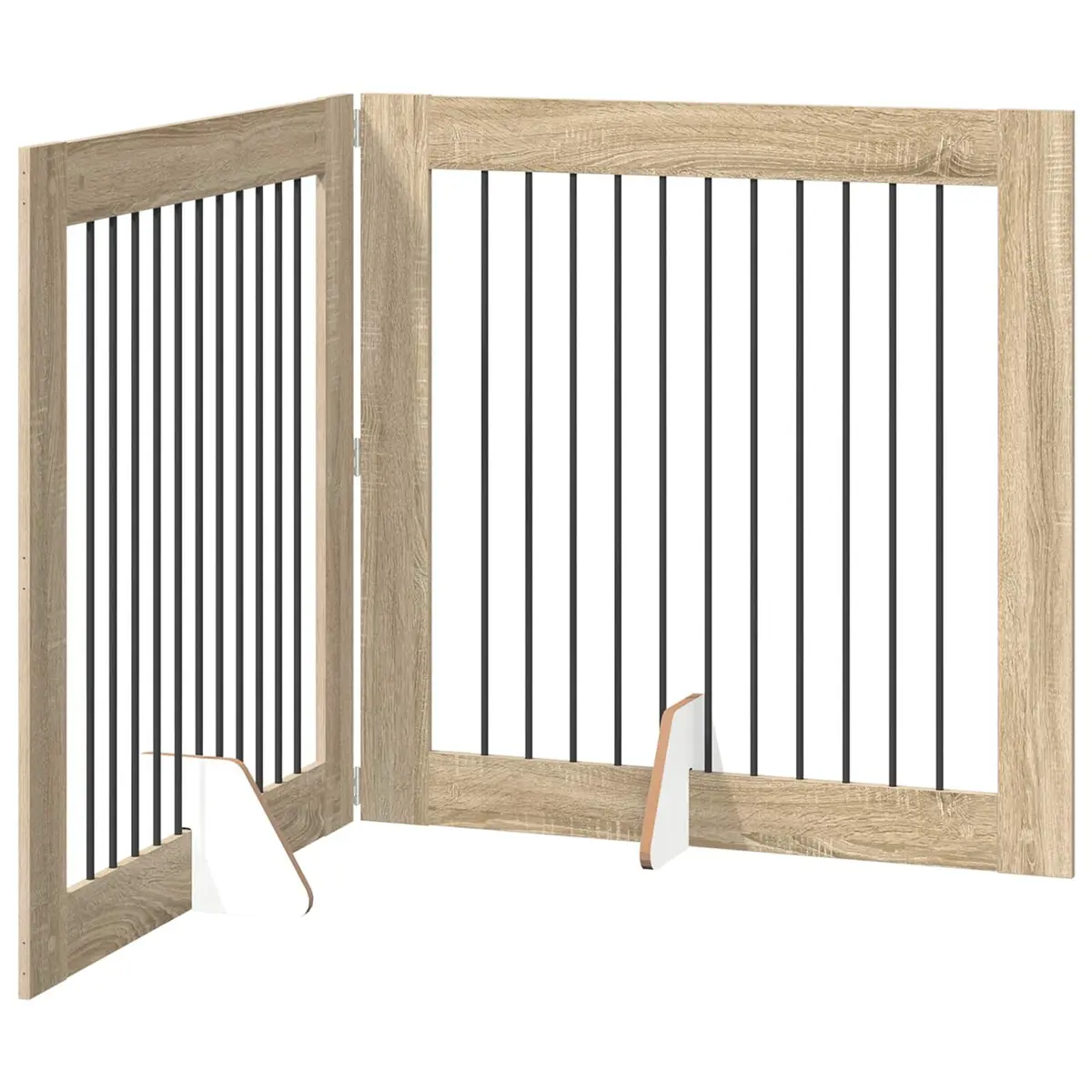 Foldable Dog Gate with Stands 200.5 cm Brown