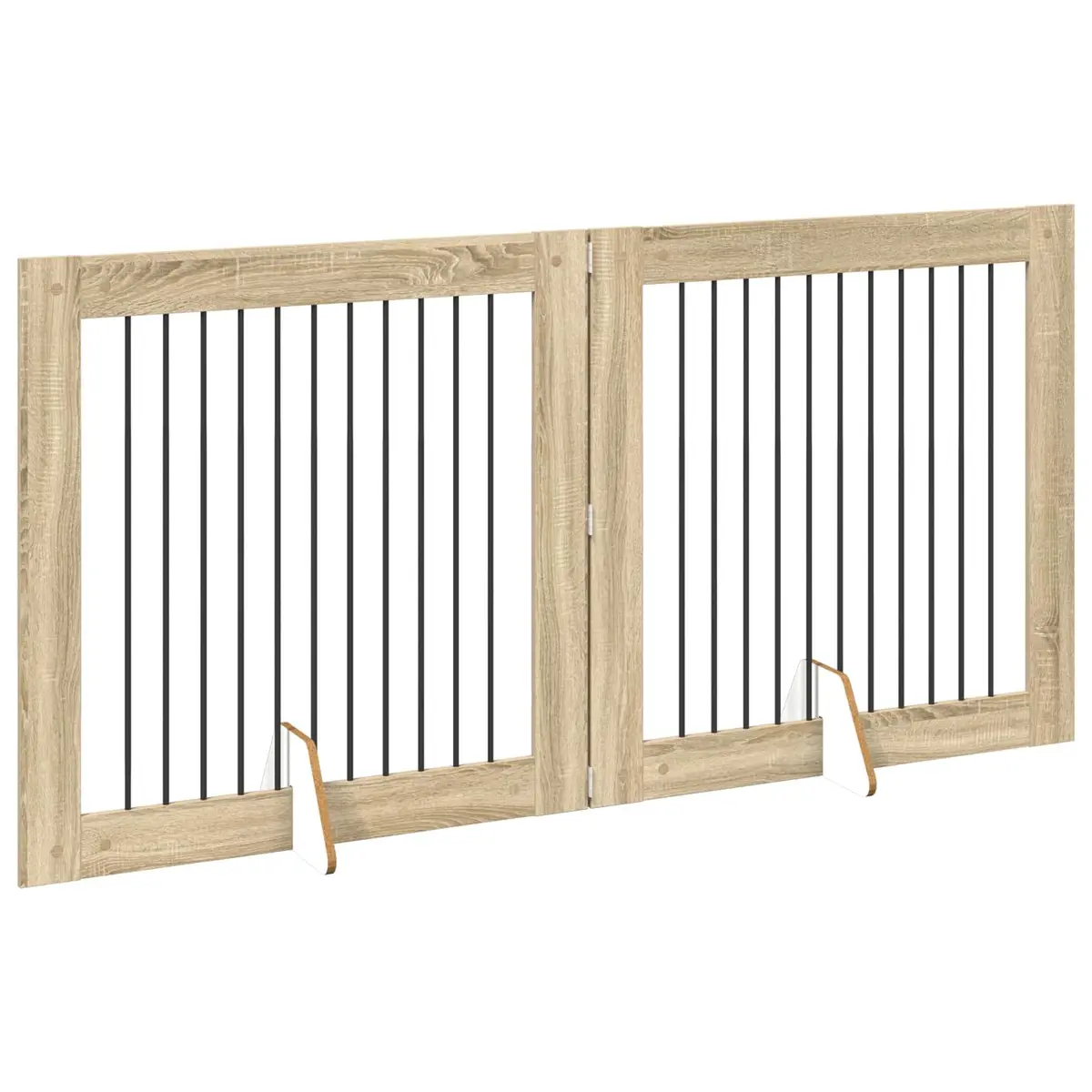 Foldable Dog Gate with Stands 200.5 cm Brown