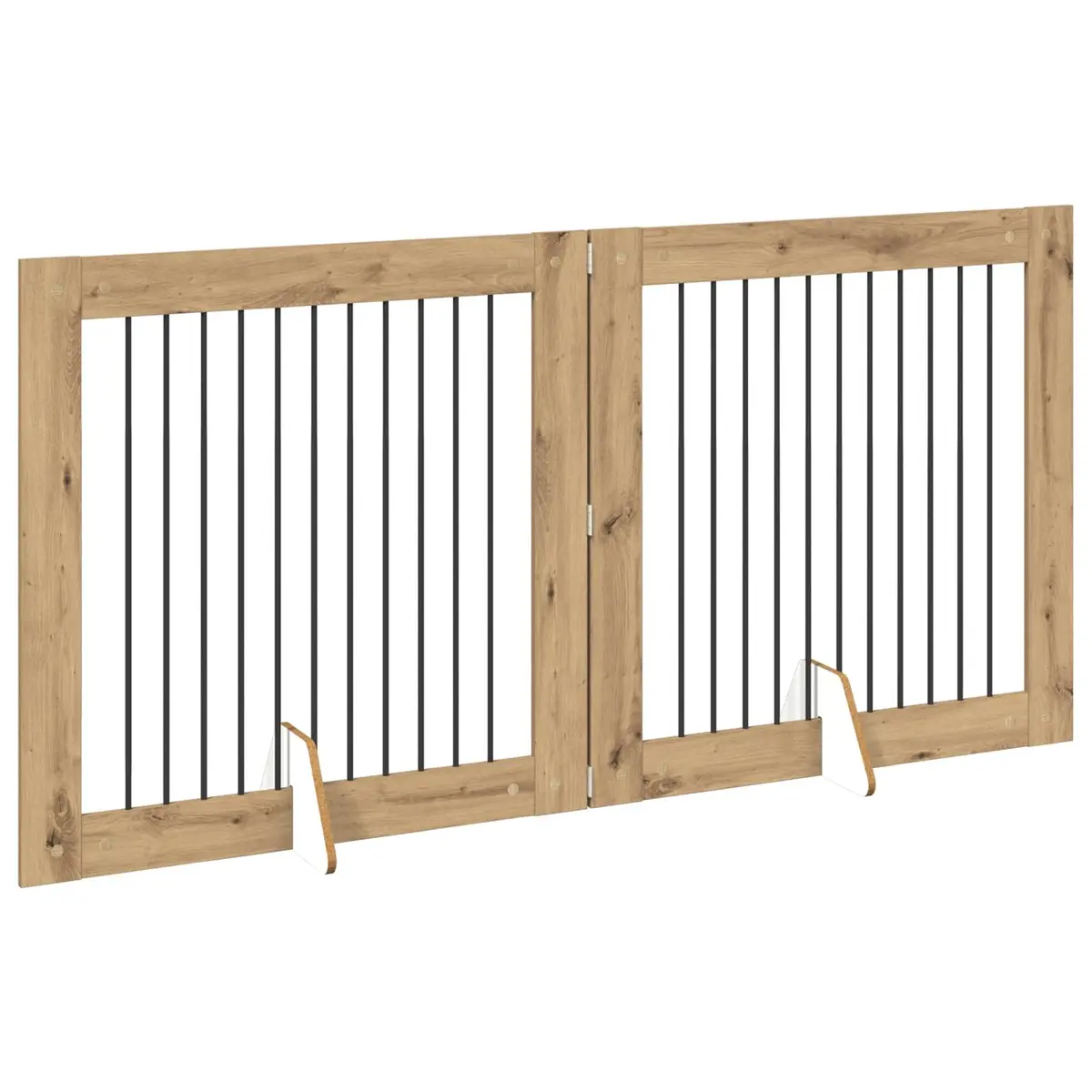 Foldable Dog Gate with 2 Stands in Brown