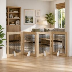 Durable Foldable Dog Gate 401 cm Brown Indoor Safety Fence