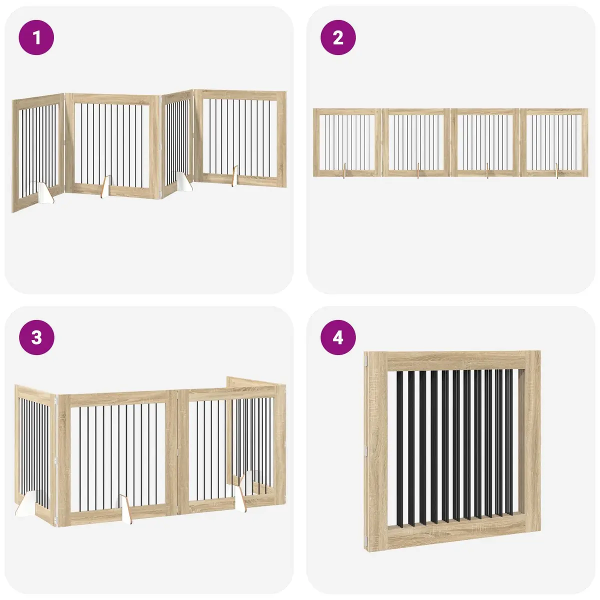 Foldable Dog Gate 401 cm Brown Indoor Safety Fence