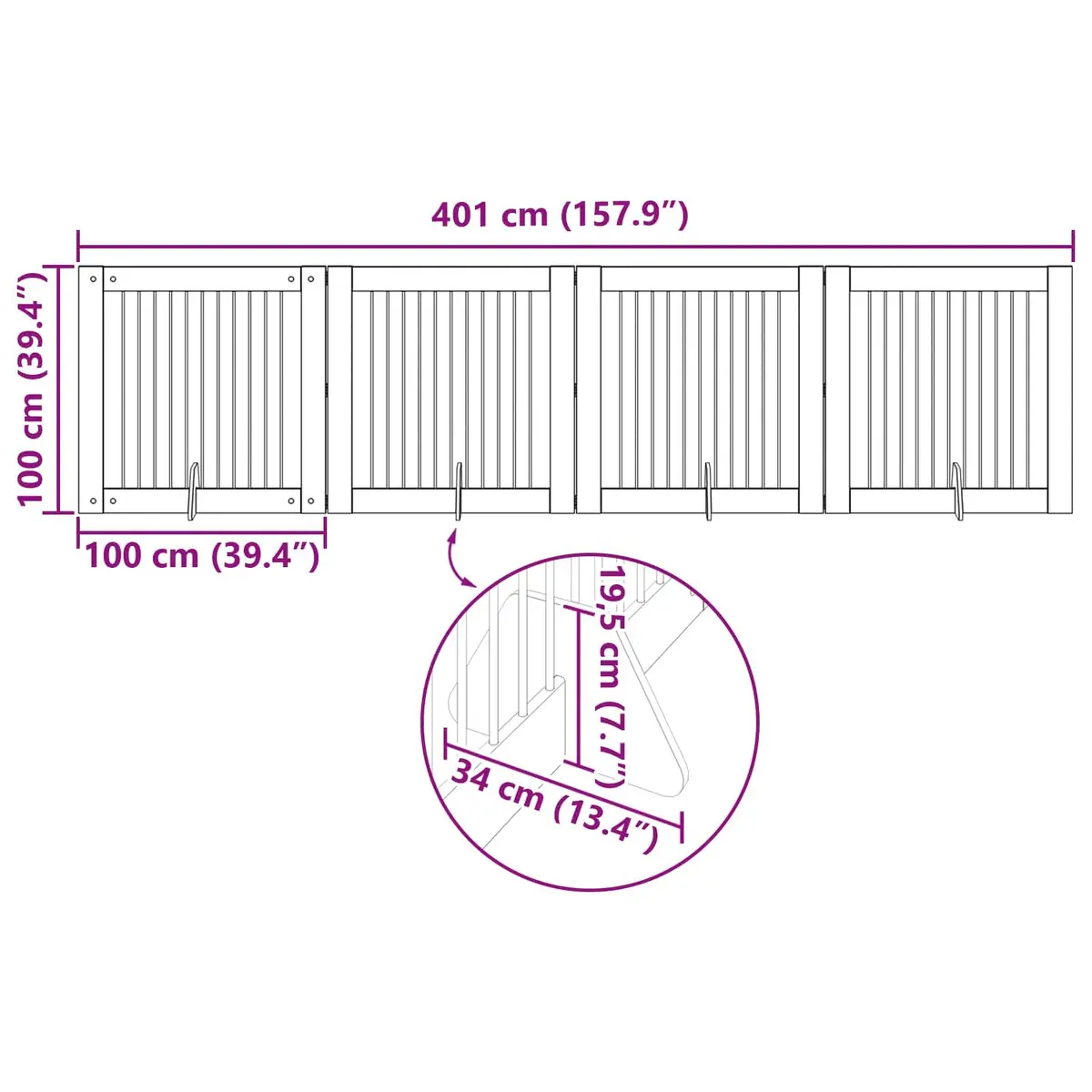 Foldable Dog Gate 401 cm Brown Indoor Safety Fence