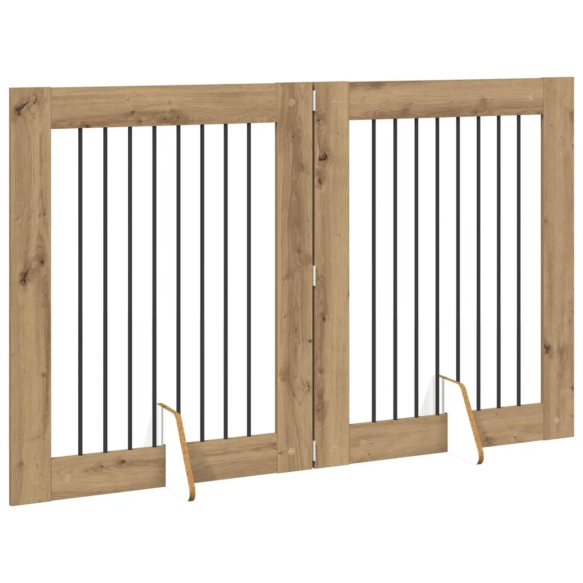 Foldable Dog Gate with Stands, Brown, 160.5 cm