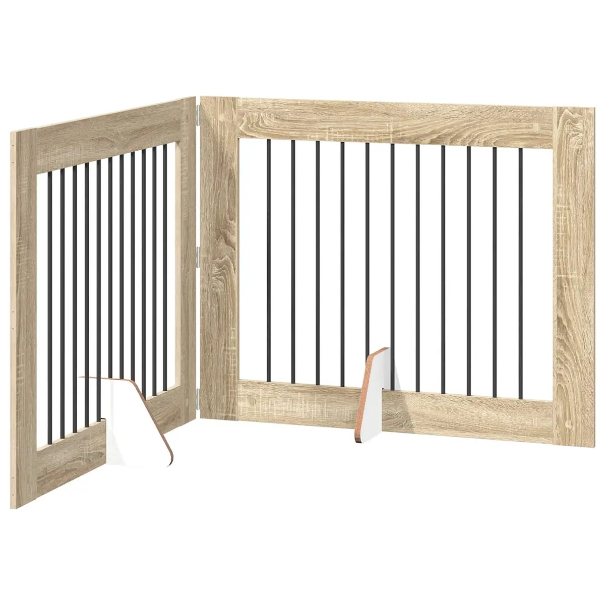 Foldable Dog Gate Pet Fence 2 Panels Brown