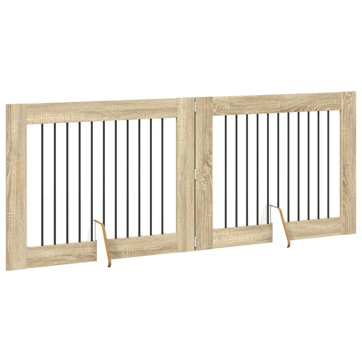 Foldable Dog Gate Pet Fence 2 Panels Brown