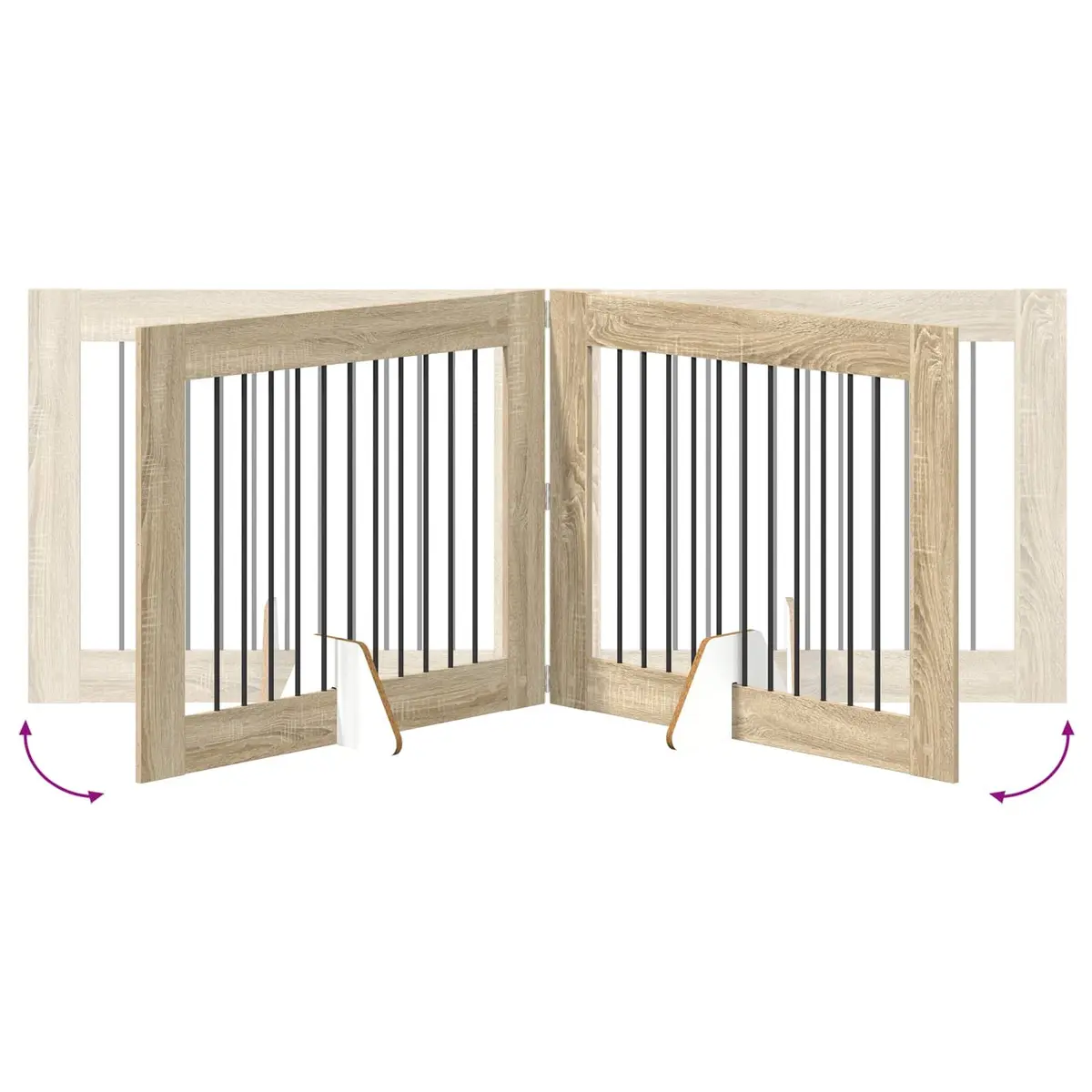 Foldable Dog Gate Pet Fence 2 Panels Brown