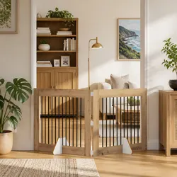 Durable Foldable Dog Gate 2 pcs Brown 200.5 cm