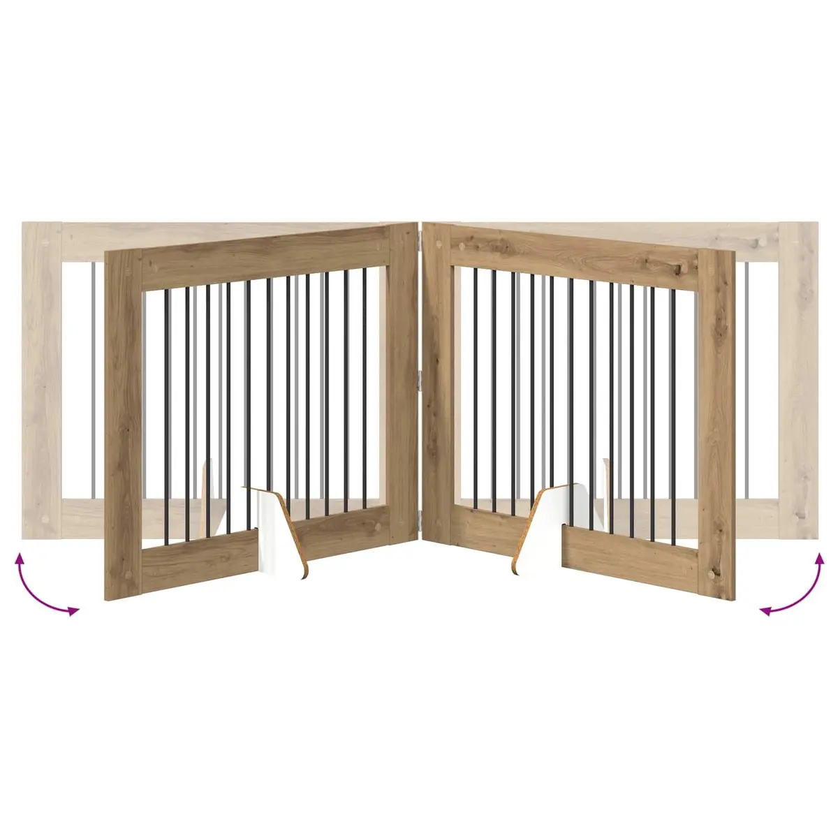 Foldable Dog Gate 2 pcs Brown 200.5 cm