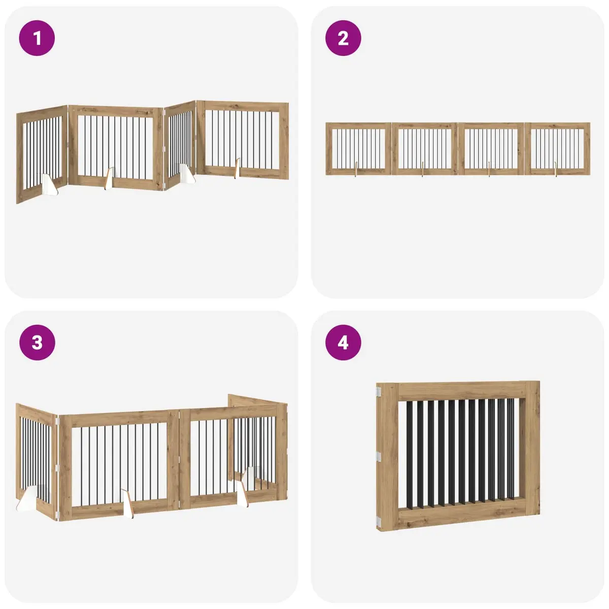 4-Panel Foldable Dog Gate for Indoor Use