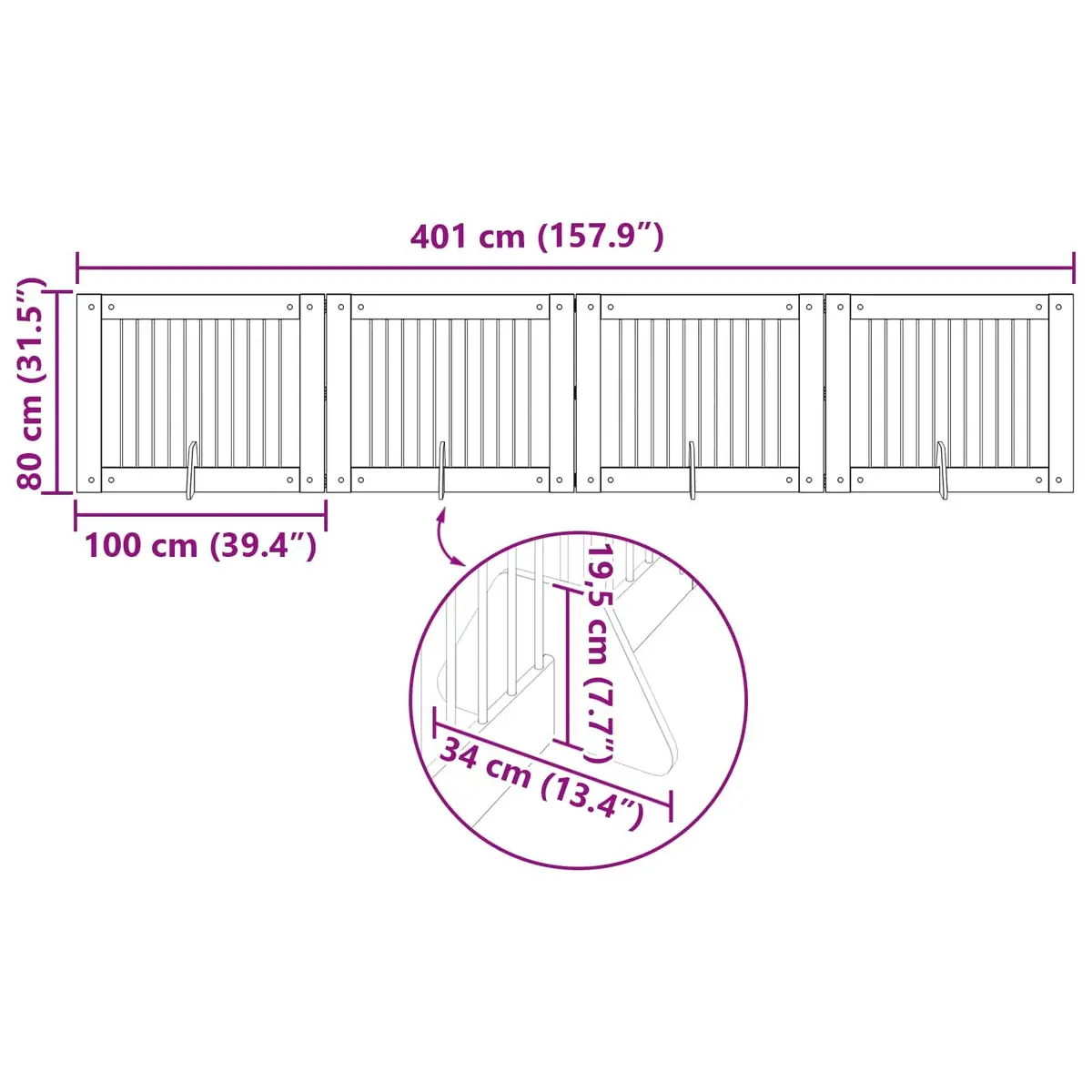 4-Panel Foldable Dog Gate for Indoor Use