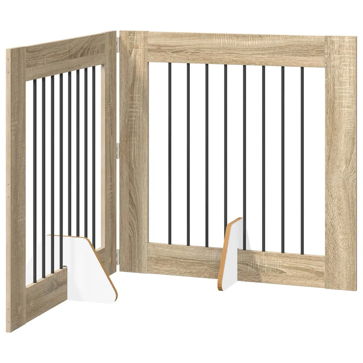 Foldable Dog Gate 2-Piece Brown Pet Fence