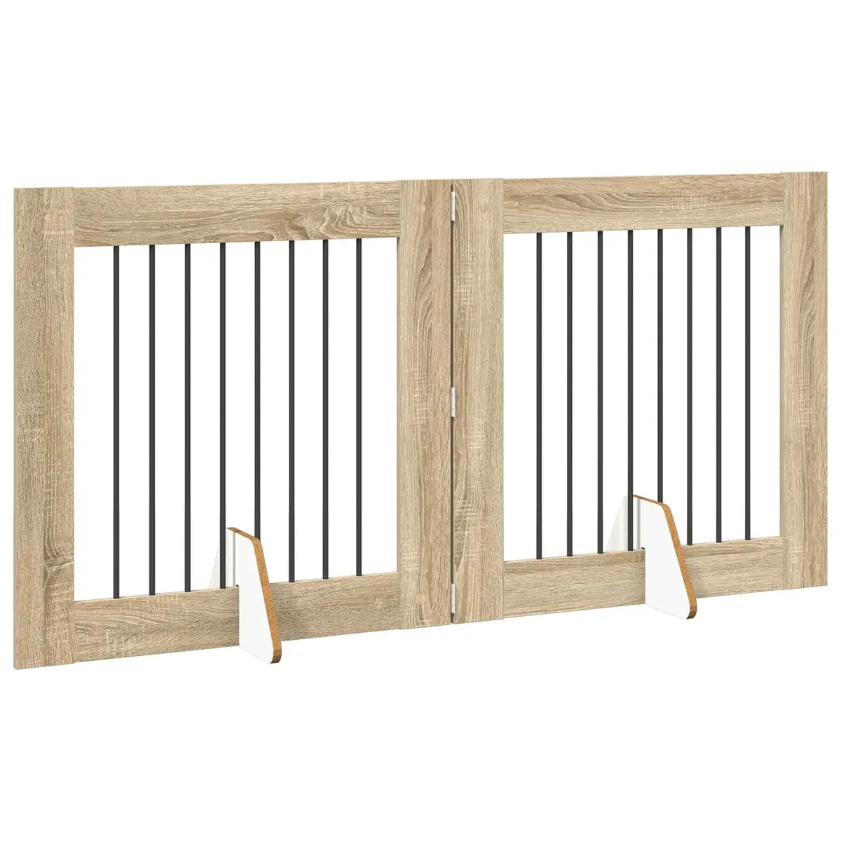 Foldable Dog Gate 2-Piece Brown Pet Fence
