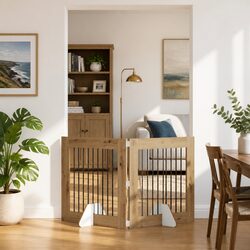 Brown Foldable Dog Gate with Stands 2 pcs 160.5 cm