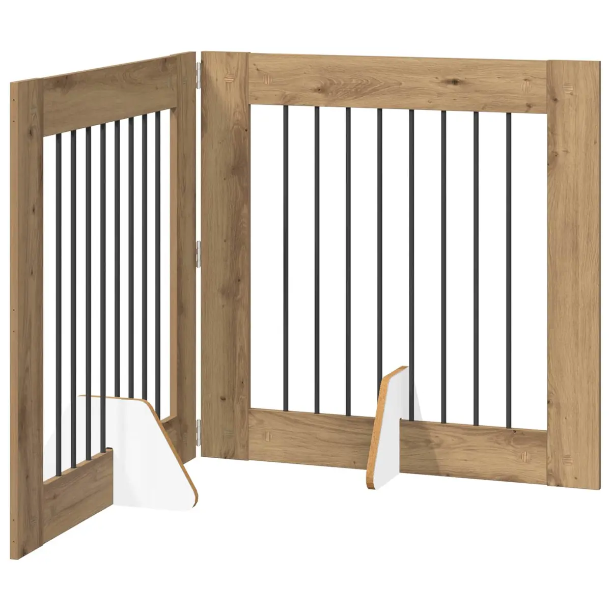 Brown Foldable Dog Gate with Stands 2 pcs 160.5 cm