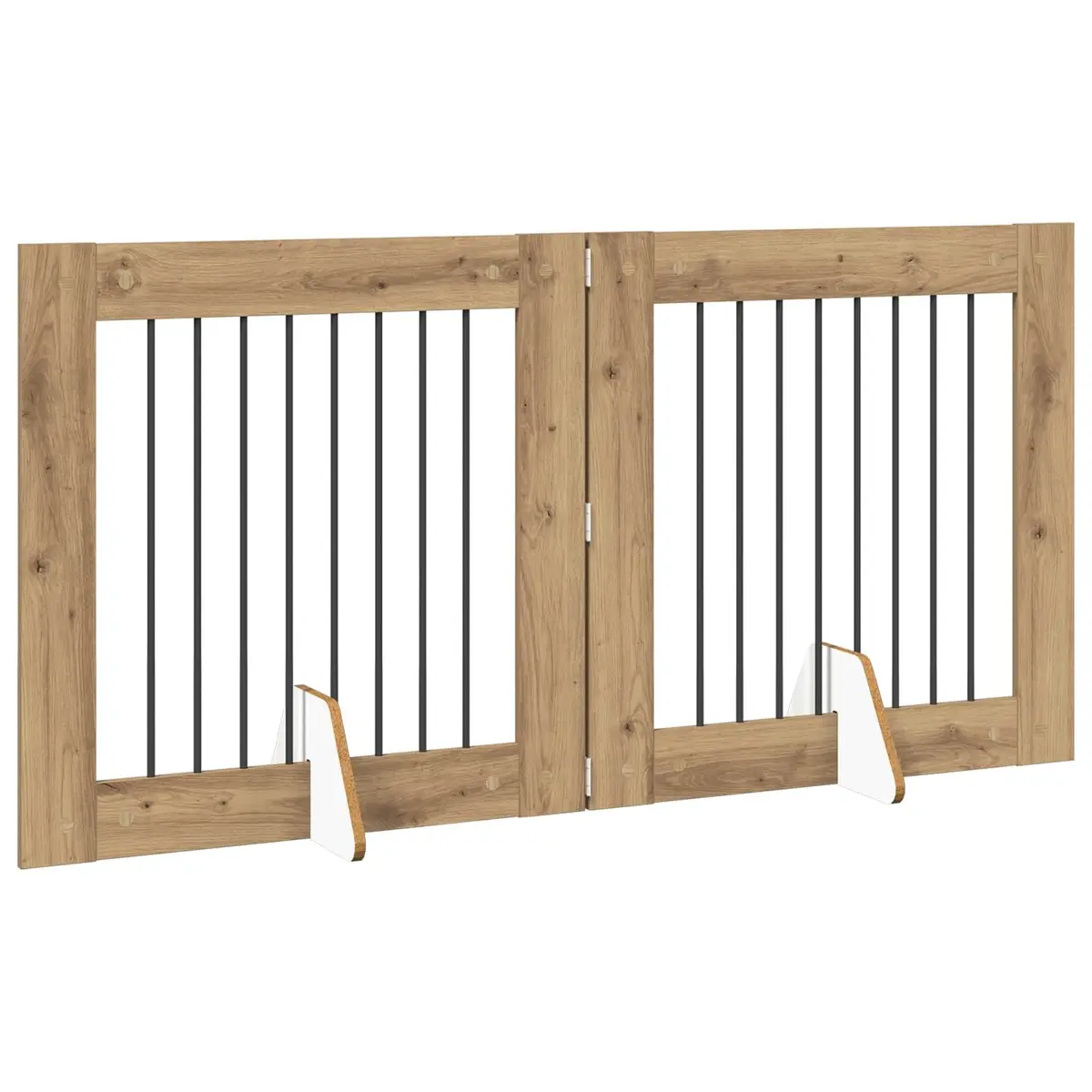 Brown Foldable Dog Gate with Stands 2 pcs 160.5 cm