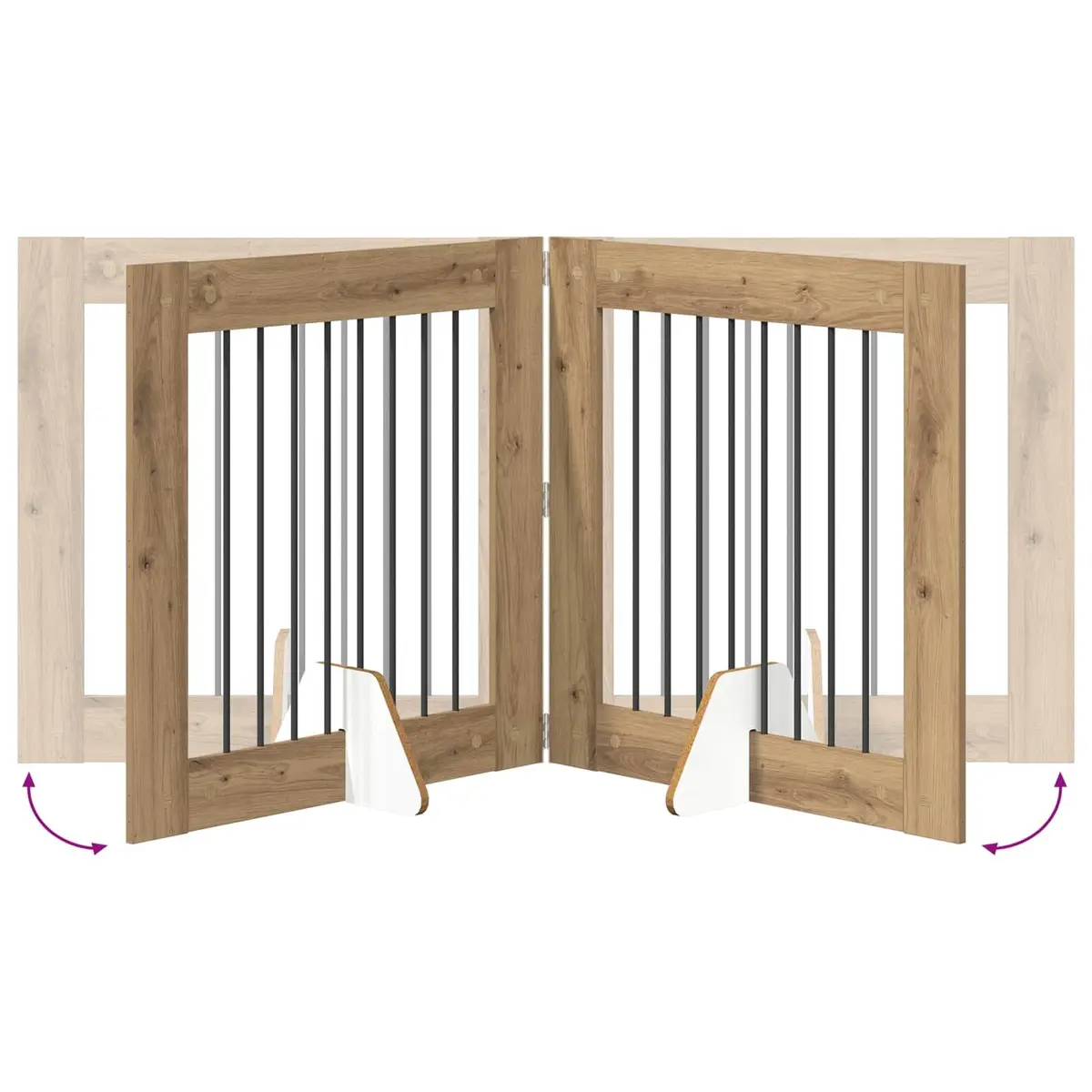 Brown Foldable Dog Gate with Stands 2 pcs 160.5 cm