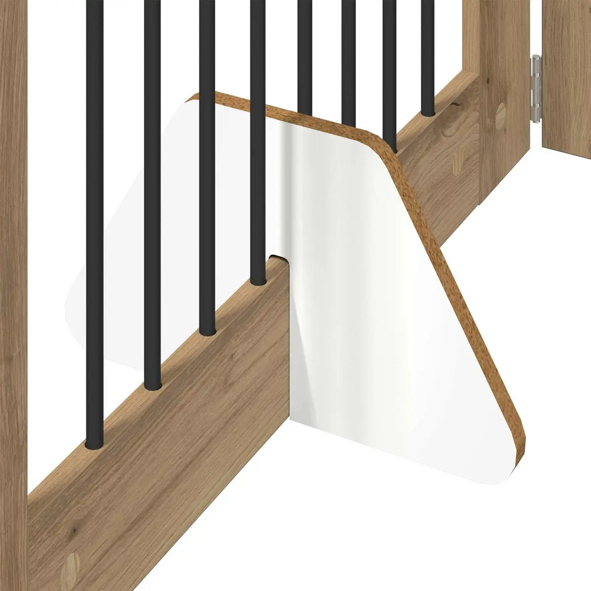 Foldable Dog Gate Engineered Wood Galvanized Steel 321cm Brown 4 Piece