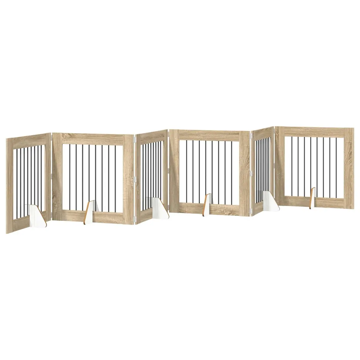 Foldable Dog Gate with 6 Panels in Brown
