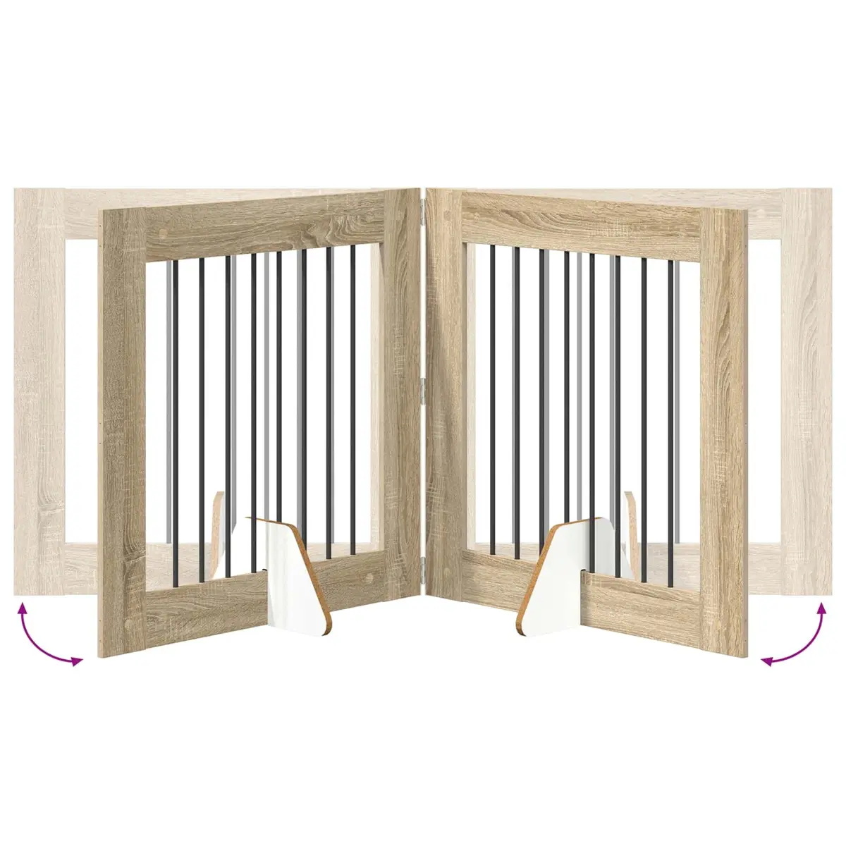 Foldable Dog Gate with 6 Panels in Brown