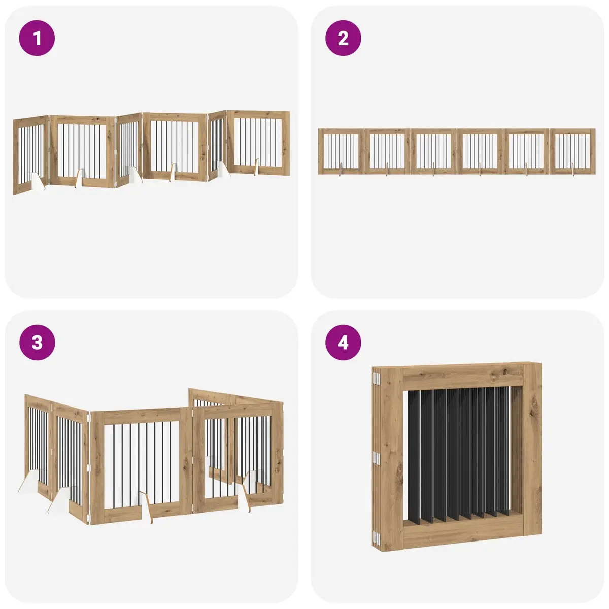 6-Panel Foldable Dog Gate Indoor Enclosure