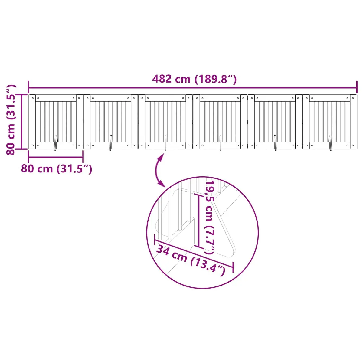 6-Panel Foldable Dog Gate Indoor Enclosure