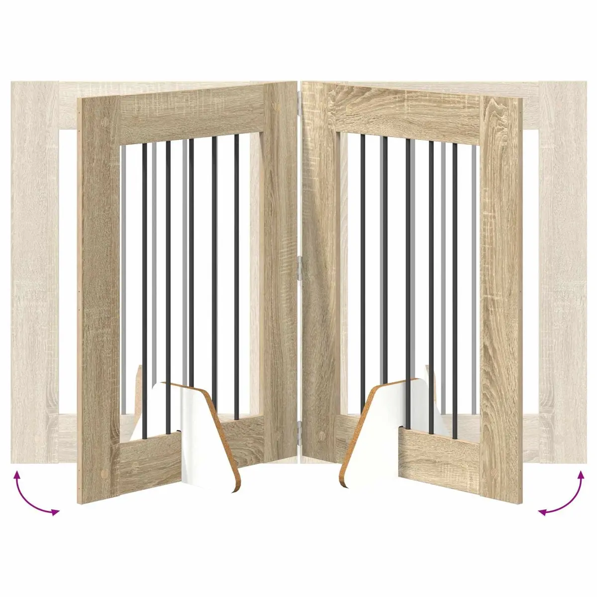 Foldable Dog Gate with Stands 241cm Sonoma Oak Freestanding Pet Barrier Panel