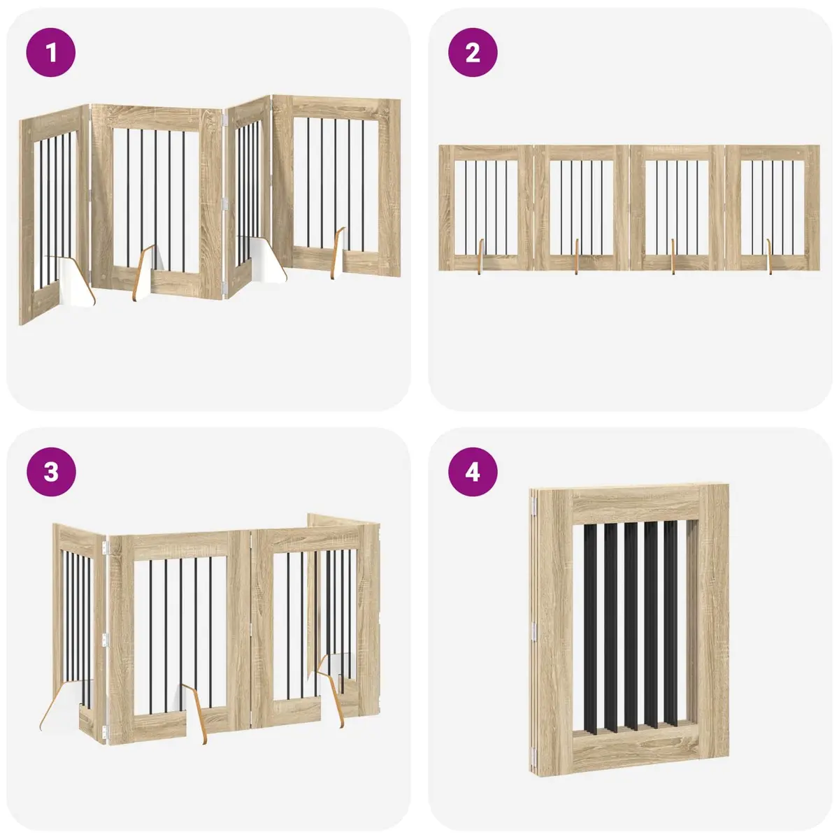 Foldable Dog Gate with Stands 241cm Sonoma Oak Freestanding Pet Barrier Panel