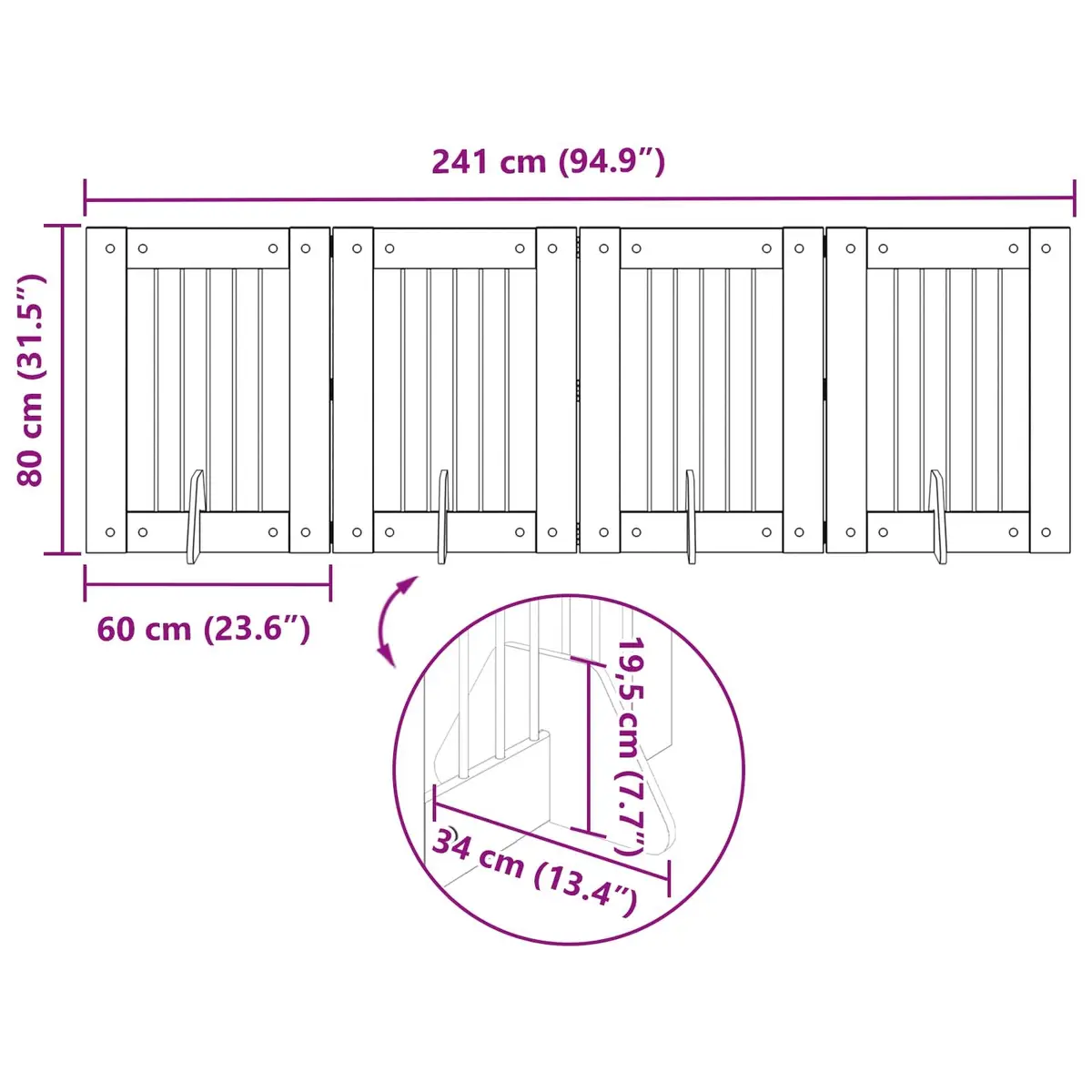 Foldable Dog Gate with Stands 241cm Sonoma Oak Freestanding Pet Barrier Panel