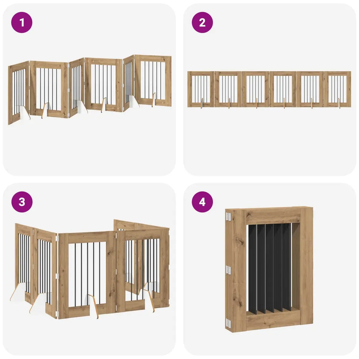 Foldable Dog Gate with 6 Panels for Indoor Use