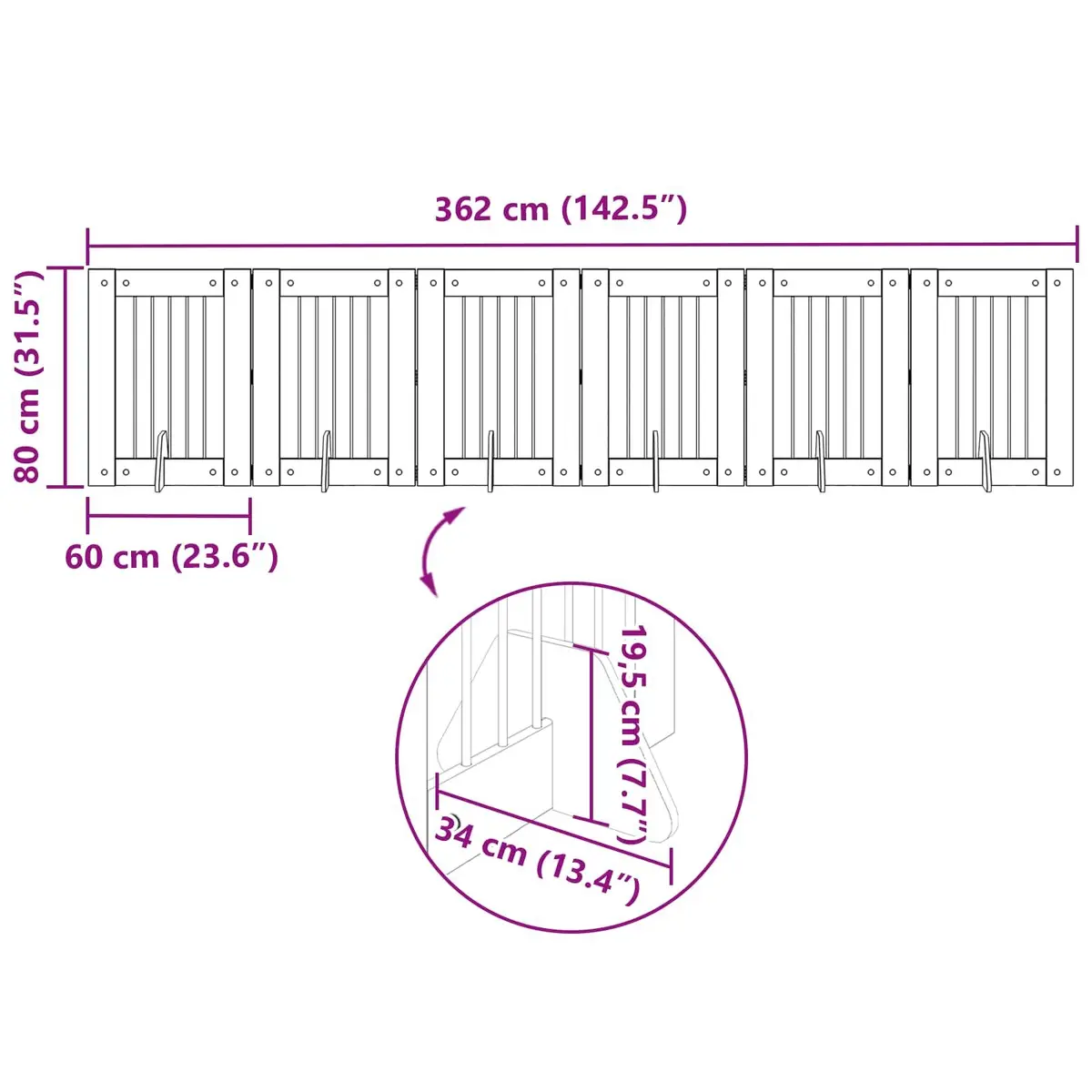 Foldable Dog Gate with 6 Panels for Indoor Use