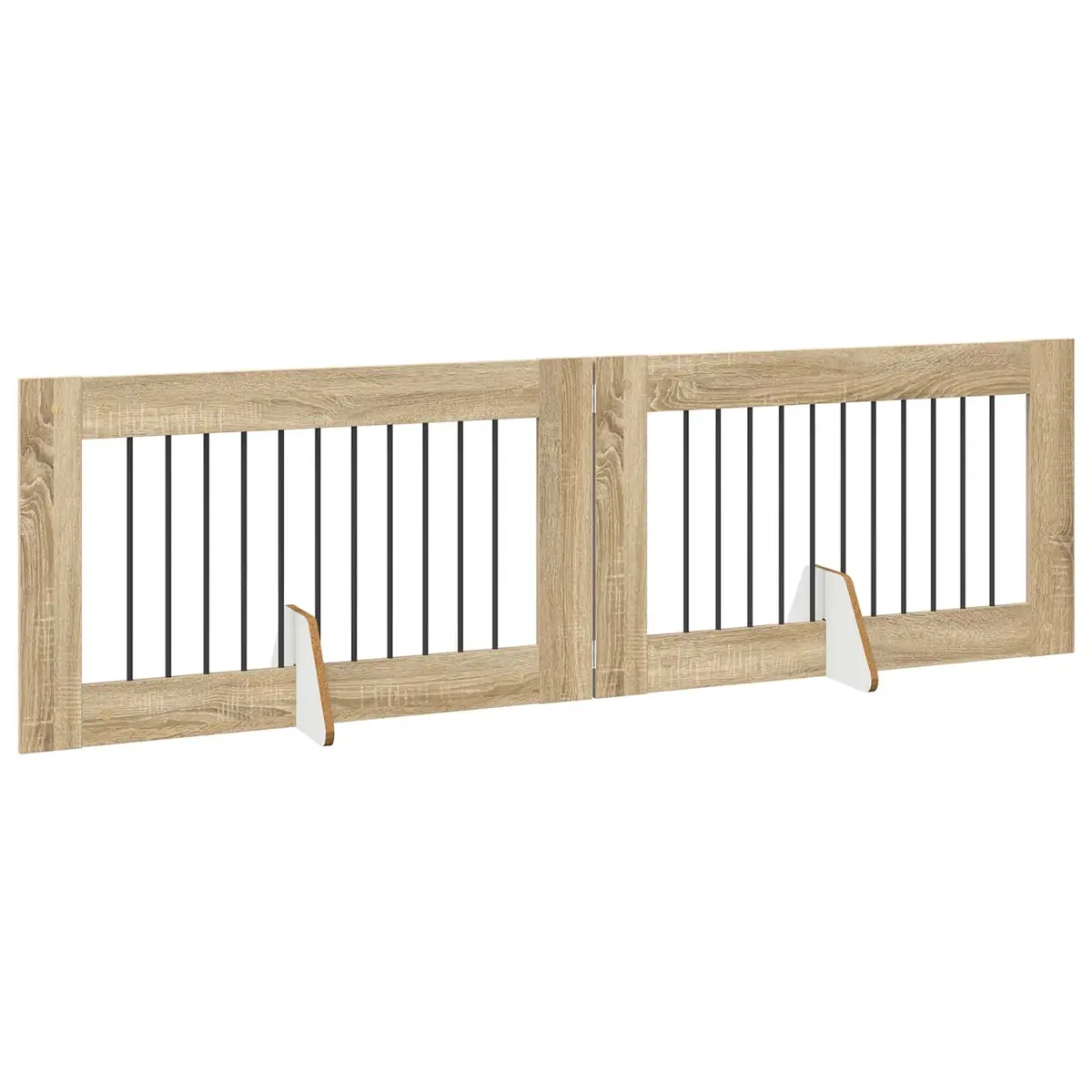 Foldable Dog Gate with Stands 2 pcs Brown