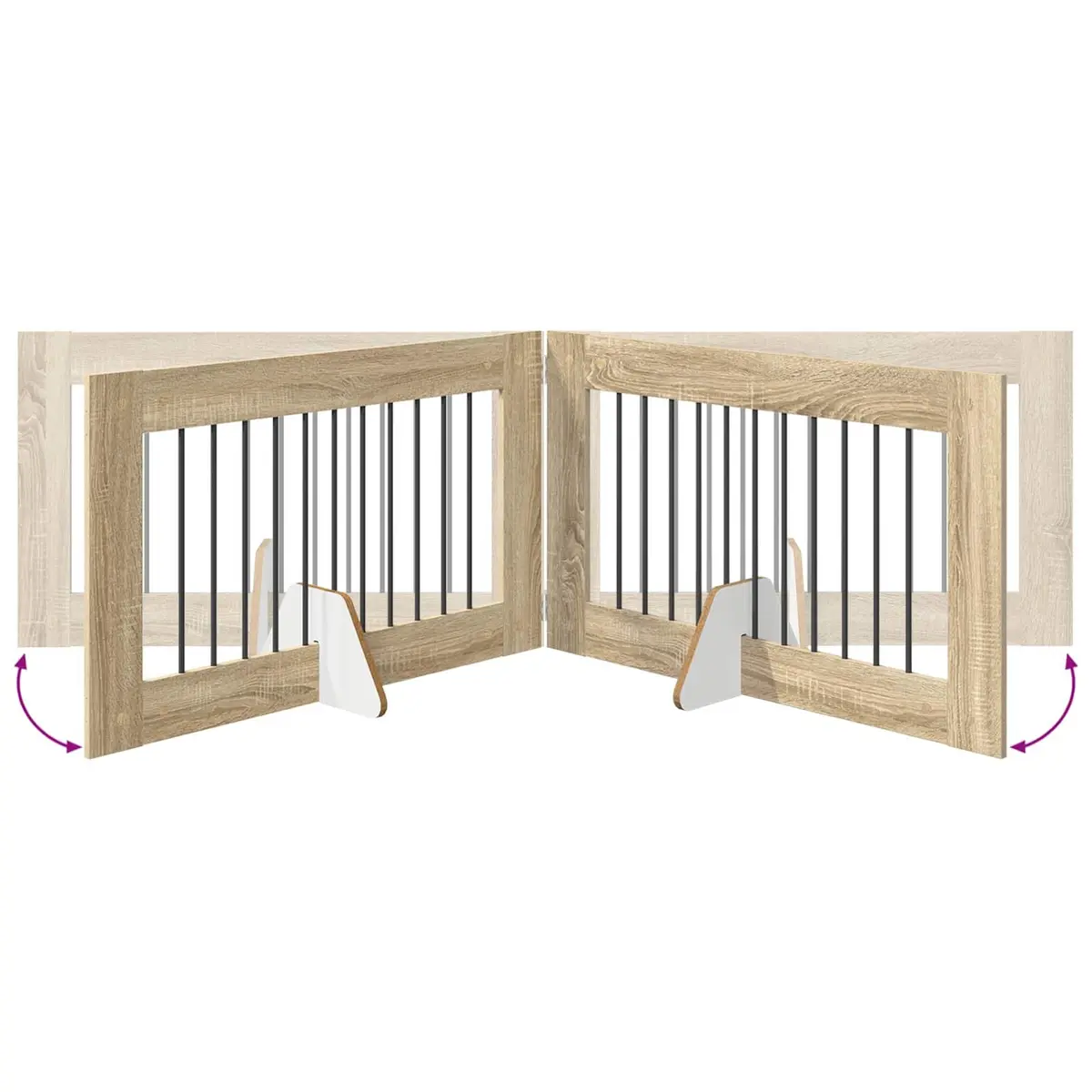 Foldable Dog Gate with Stands 2 pcs Brown