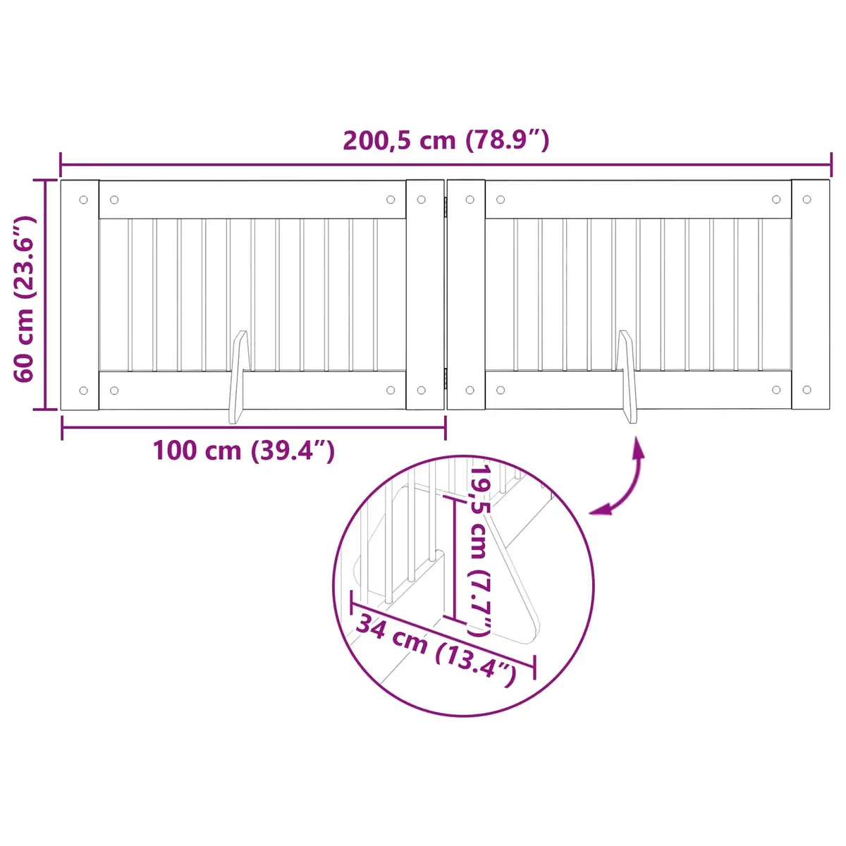 Foldable Dog Gate with Stands 2 pcs Brown
