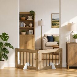 Durable Foldable Dog Gate - 200.5 cm Brown 2 pcs