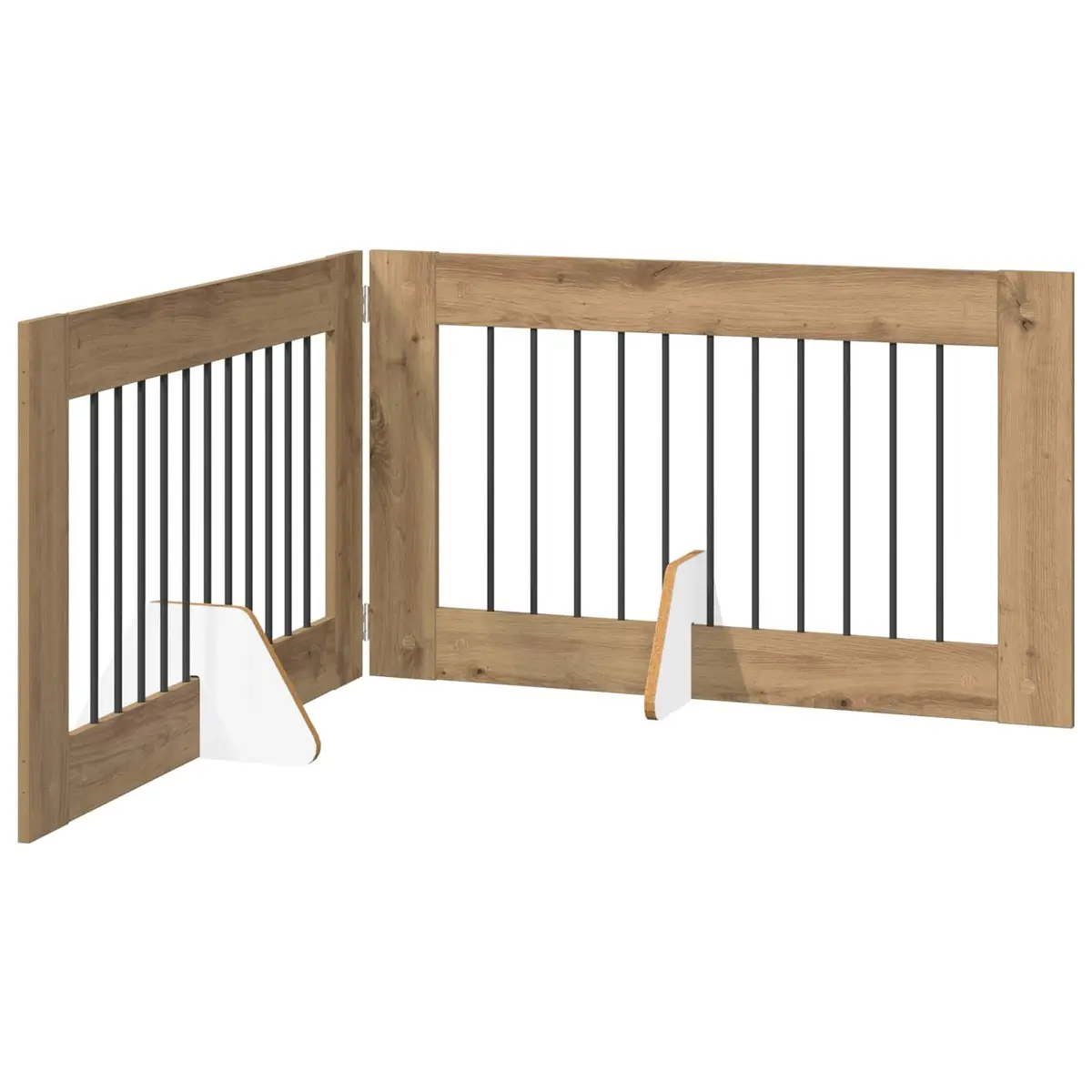 Foldable Dog Gate with Stands 2 pcs Brown 200.5 cm Pet Fence Portable Indoor