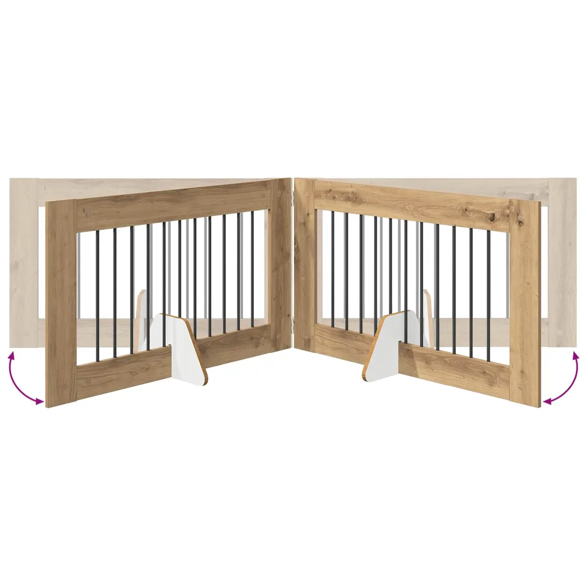 Foldable Dog Gate with Stands 2 pcs Brown 200.5 cm Pet Fence Portable Indoor
