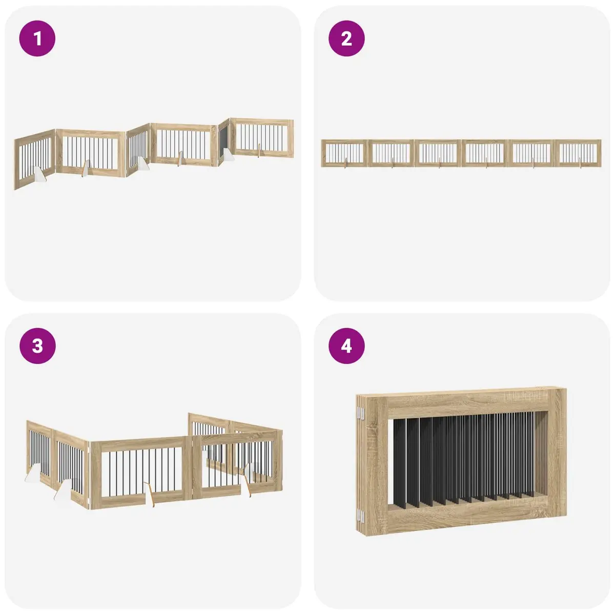6-Panel Foldable Dog Gate in Brown